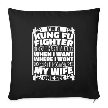 Kung Fu Funny - Sofa pillowcase 17,3'' x 17,3'' (45 x 45 cm) - black - Front
