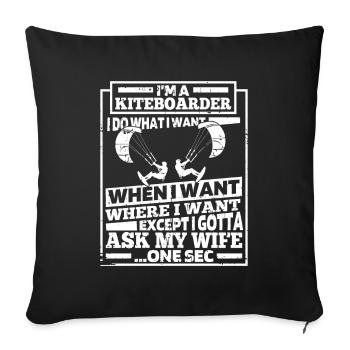 Kitesurfer Kitesurfing Kitesurfing Kitesurfing Funny - Sofa pillowcase 17,3'' x 17,3'' (45 x 45 cm) - black - Front