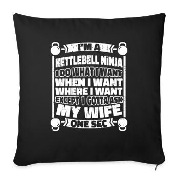 Kettlebell Funny - Sofa pillowcase 17,3'' x 17,3'' (45 x 45 cm) - black - Front