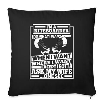 Kitesurfer Kitesurfing Kitesurfing Kitesurfing Funny - Sofa pillowcase 17,3'' x 17,3'' (45 x 45 cm) - black - Front