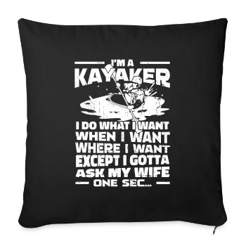 Kayakiste Drôle - Housse de coussin décorative 45 x 45 cm - noir - Devant