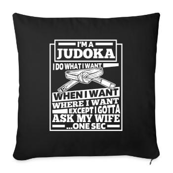 Judoka Drôle - Housse de coussin décorative 45 x 45 cm - noir - Devant