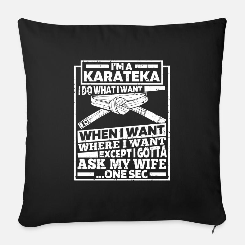 Karaté Drôle - Housse de coussin décorative 45 x 45 cm - noir