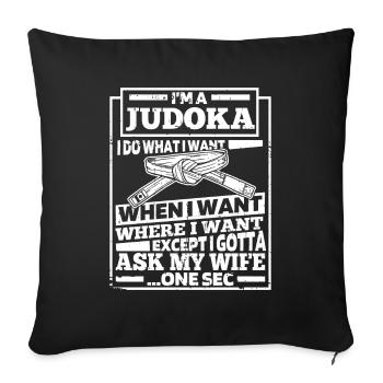 Judoka Drôle - Housse de coussin décorative 45 x 45 cm - noir - Devant