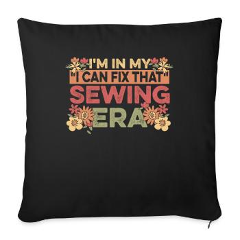 Sewing Sewing Machine In My Sewing Era - Sofa pillowcase 17,3'' x 17,3'' (45 x 45 cm) - black - Front