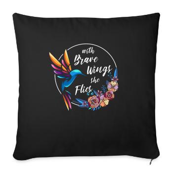 Hummingbird, Courageous, Motivating - Sofa pillowcase 17,3'' x 17,3'' (45 x 45 cm) - black - Front