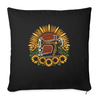 Sewing Machine Flower Sewing Machine - Sofa pillowcase 17,3'' x 17,3'' (45 x 45 cm) - black - Front
