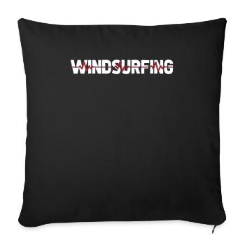 Planche à voile Windsurfer Ekg Heartbeat - Housse de coussin décorative 45 x 45 cm - noir - Devant