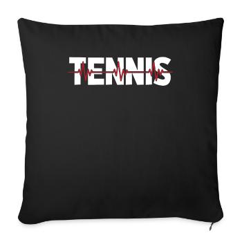 Rythme cardiaque ECG de tennis - Housse de coussin décorative 45 x 45 cm - noir - Devant