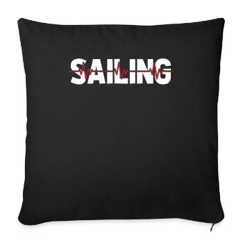 Voilier Voilier Ekg Heartbeat - Housse de coussin décorative 45 x 45 cm - noir - Devant