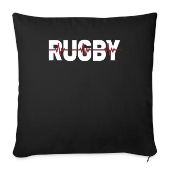 Rugby Ekg Heartbeat - Sofakissenbezug 45 x 45 cm - Schwarz - Vorne