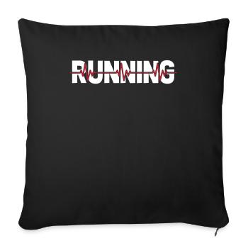 Runner Jogger Runner Running ECG Heartbeat - Housse de coussin décorative 45 x 45 cm - noir - Devant