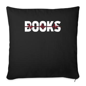 Rat de bibliothèque Rat de bibliothèque Ekg Battement de cœur - Housse de coussin décorative 45 x 45 cm - noir - Devant