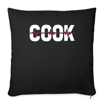 Cook Cooking ECG Heartbeat - Sofa pillowcase 17,3'' x 17,3'' (45 x 45 cm) - black - Front