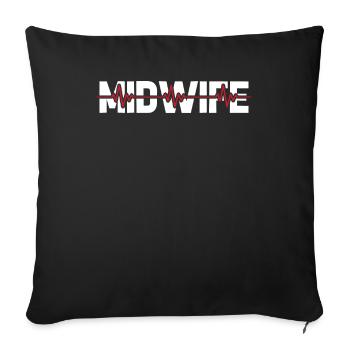 Rythme cardiaque de l’ECG sage-femme - Housse de coussin décorative 45 x 45 cm - noir - Devant