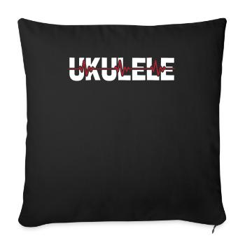 Ukulélé Ekg Heartbeat - Housse de coussin décorative 45 x 45 cm - noir - Devant