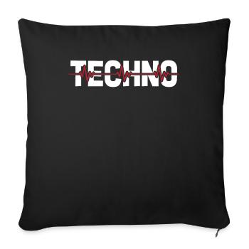 Techno Raver Ekg Heartbeat - Housse de coussin décorative 45 x 45 cm - noir - Devant