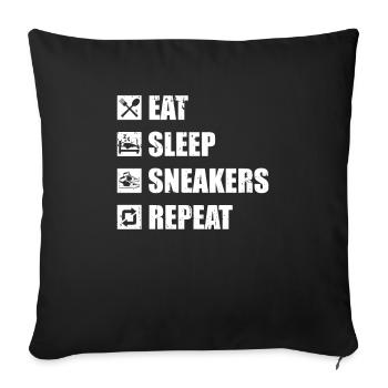 Sneakers Eat Sleep Repeat - Sofa pillowcase 17,3'' x 17,3'' (45 x 45 cm) - black - Front