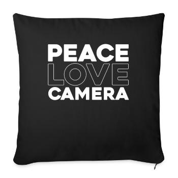 Fotograf Fotografie Kamera Peace Love Camera - Sofakissenbezug 45 x 45 cm - Schwarz - Vorne