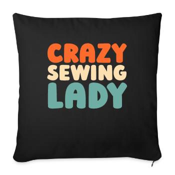 Machine à coudre folle dame à coudre - Housse de coussin décorative 45 x 45 cm - noir - Devant