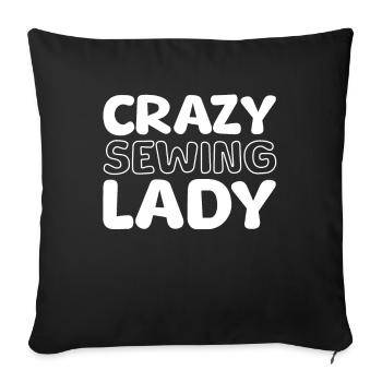 Machine à coudre folle dame à coudre - Housse de coussin décorative 45 x 45 cm - noir - Devant