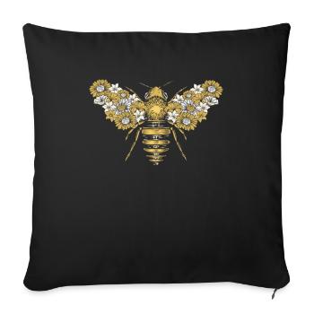 Apiculteur Apiculteur Fleur Ailes Fleur Abeille - Housse de coussin décorative 45 x 45 cm - noir - Devant