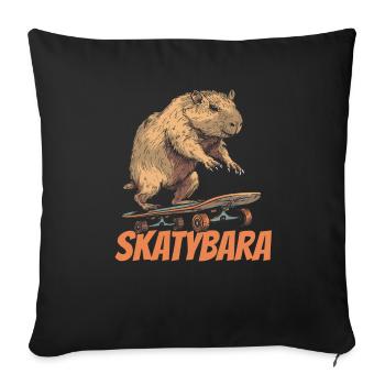 Skateboard Skater Capybara Skatybara - Housse de coussin décorative 45 x 45 cm - noir - Devant