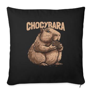 Schokolade Schoki Wasserschwein Chocybara - Sofakissenbezug 45 x 45 cm - Schwarz - Vorne