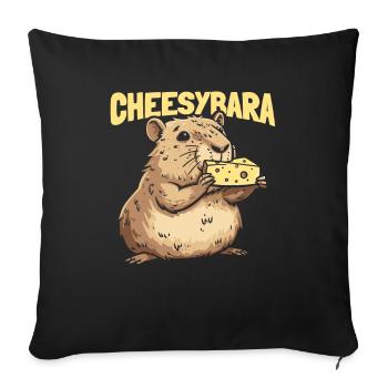 Cheese Cheesemaker Capybara Cheesybara - Sofa pillowcase 17,3'' x 17,3'' (45 x 45 cm) - black - Front