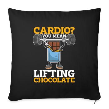 Schokolade Schoki Funny Cardio Quote - Sofakissenbezug 45 x 45 cm - Schwarz - Vorne