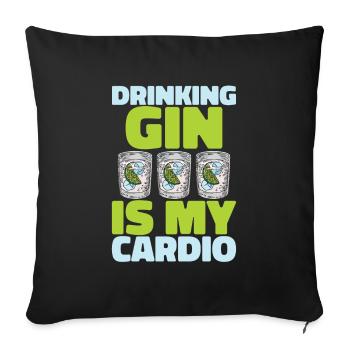 Gin Funny Cardio Citation - Housse de coussin décorative 45 x 45 cm - noir - Devant