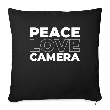 Photographer Photography Camera Peace Love Camera - Sofa pillowcase 17,3'' x 17,3'' (45 x 45 cm) - black - Front