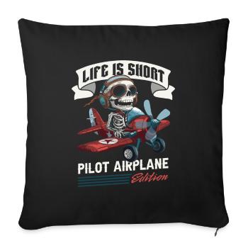 Airplane Pilot - Sofa pillowcase 17,3'' x 17,3'' (45 x 45 cm) - black - Front