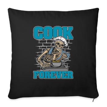Chef Cuisinier Squelette - Housse de coussin décorative 45 x 45 cm - noir - Devant