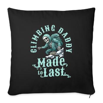 Grimpeur Escalade Squelette Fête des Pères Papa - Housse de coussin décorative 45 x 45 cm - noir - Devant