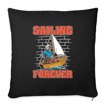 Sailing Sailor Sailboat Skeleton - Sofa pillowcase 17,3'' x 17,3'' (45 x 45 cm) - black - Front