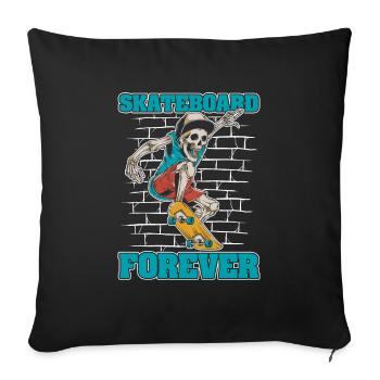 Skateboard Skater Skeleton - Sofa pillowcase 17,3'' x 17,3'' (45 x 45 cm) - black - Front