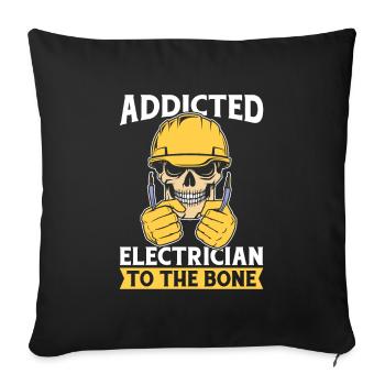Électricien Électronicien Technicien Crâne - Housse de coussin décorative 45 x 45 cm - noir - Devant
