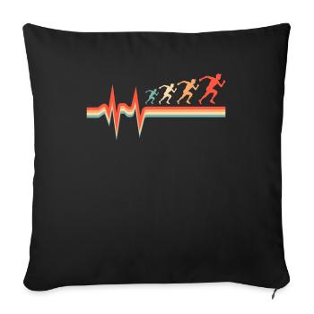 Coureur Jogger Coureur Courir Électrocardiogramme - Housse de coussin décorative 45 x 45 cm - noir - Devant
