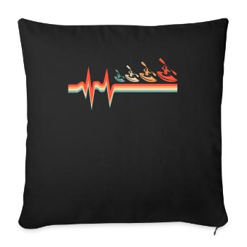 Rythme cardiaque du kayakiste Ekg - Housse de coussin décorative 45 x 45 cm - noir - Devant