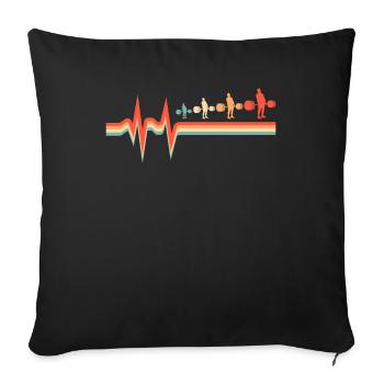 Powerlifting Powerlifter ECG Heartbeat - Housse de coussin décorative 45 x 45 cm - noir - Devant