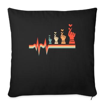 K Pop Kpop Coréen Pop Ekg Battement de cœur - Housse de coussin décorative 45 x 45 cm - noir - Devant