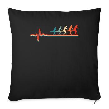 Skateboard Skater Ekg Heartbeat - Housse de coussin décorative 45 x 45 cm - noir - Devant