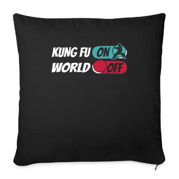 Kung Fu Kung Fu On World Off - Sofa pillowcase 17,3'' x 17,3'' (45 x 45 cm) - black - Front