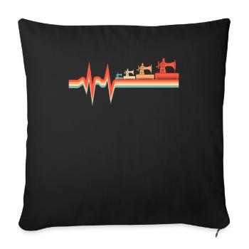 Sewing Machine Ekg Heartbeat - Sofa pillowcase 17,3'' x 17,3'' (45 x 45 cm) - black - Front
