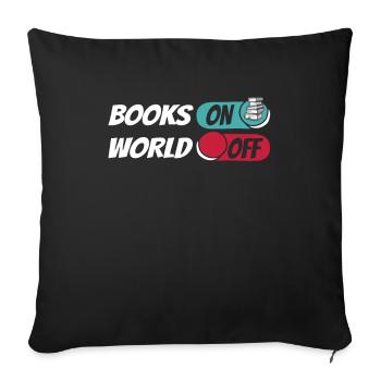 Book Bookworm Bookworm Books On World Off - Sofa pillowcase 17,3'' x 17,3'' (45 x 45 cm) - black - Front