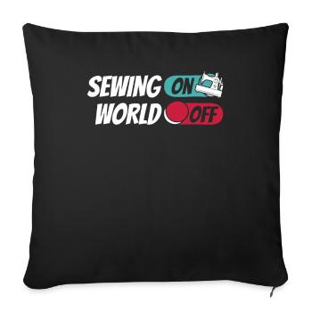 Machine à coudre coudre sur World Off - Housse de coussin décorative 45 x 45 cm - noir - Devant