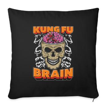 Kung Fu Schädel Kung Fu Brain - Sofakissenbezug 45 x 45 cm - Schwarz - Vorne