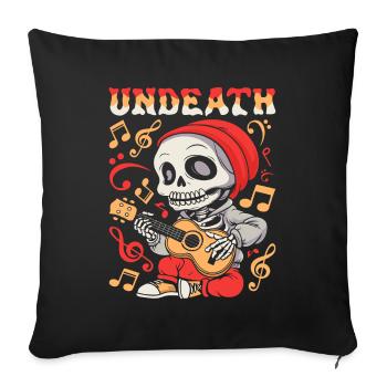 Ukulélé Squelette Undeath - Housse de coussin décorative 45 x 45 cm - noir - Devant