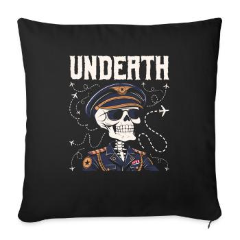 Airplane Pilot Skeleton Undeath - Sofa pillowcase 17,3'' x 17,3'' (45 x 45 cm) - black - Front